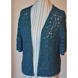 a.n.a. Teal Crochet Sweater Shrug